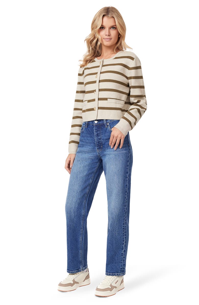 Scotch & Soda Stripe Cardigan, Alternate, color, Oatmeal Heather/ Olive