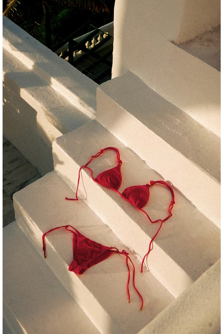 Gal Triangle Bikini Top, Alternate, color, RED