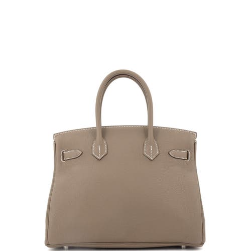 Pre-owned Hermes  Hermes Birkin Handbag Grey Clemence With Palladium Hardware 30 In Brown