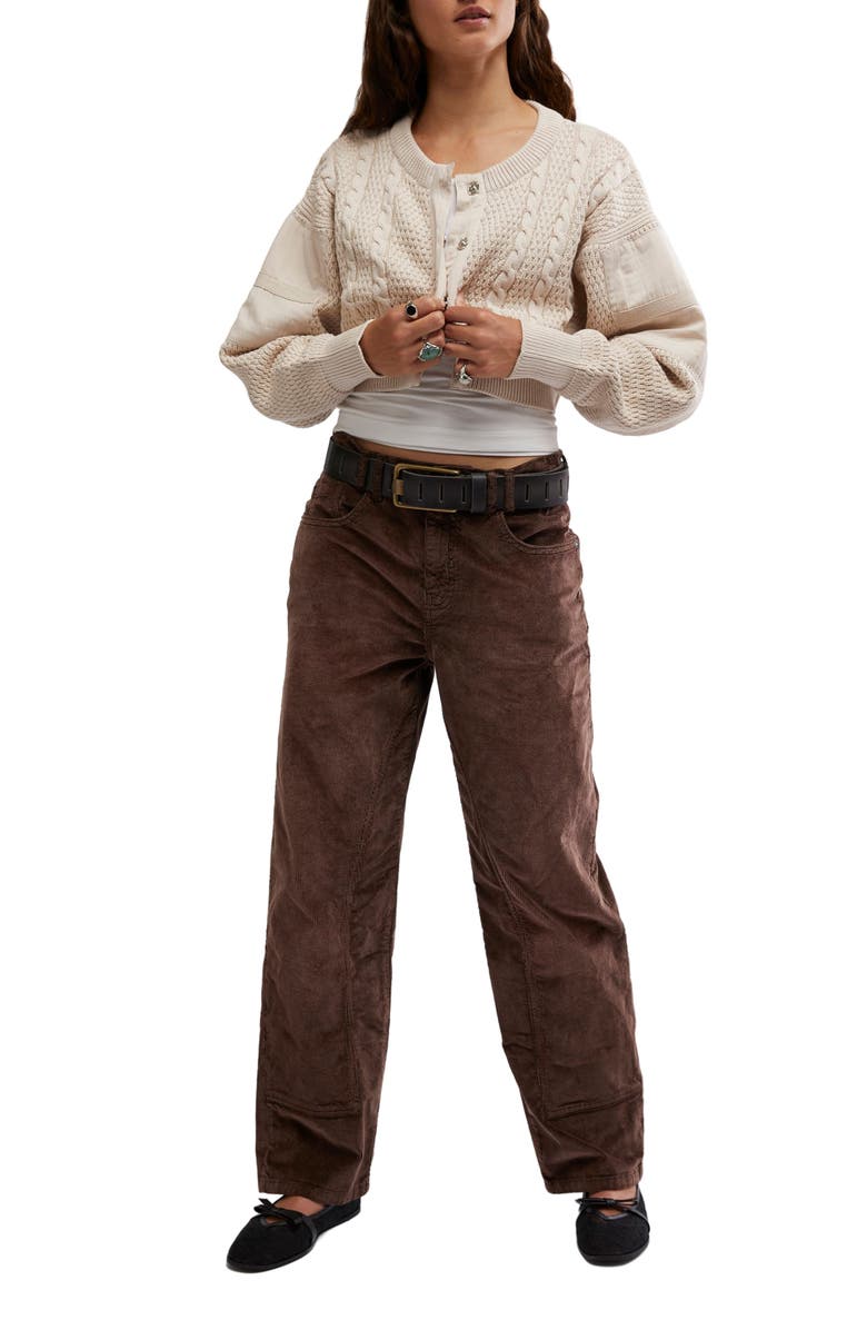 Free People Risk Taker Corduroy Straight Leg Pants, Alternate, color, Chocolate Truffle