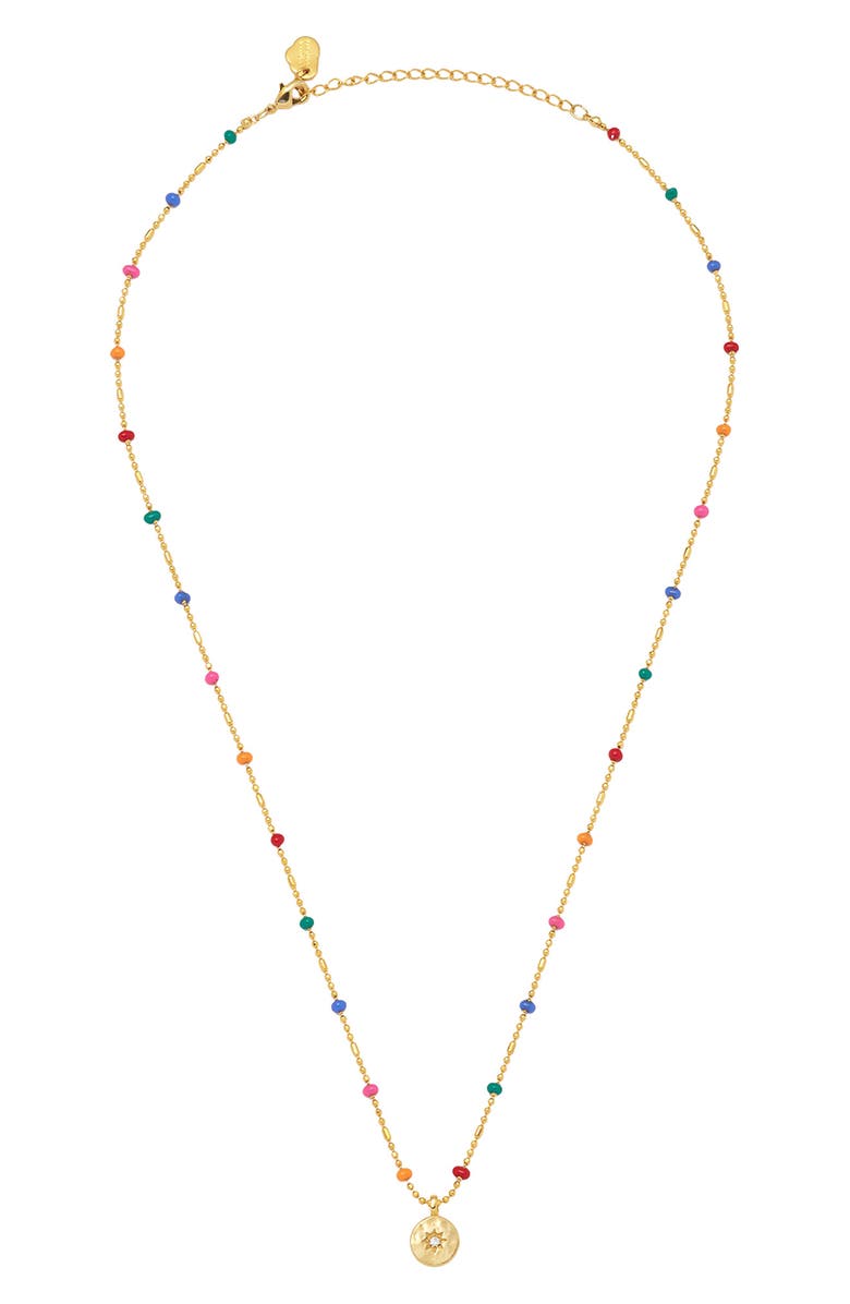 Estella Bartlett Rainbow Bead Cubic Zirconia Pendant Necklace, Alternate, color, Silver/ Gold