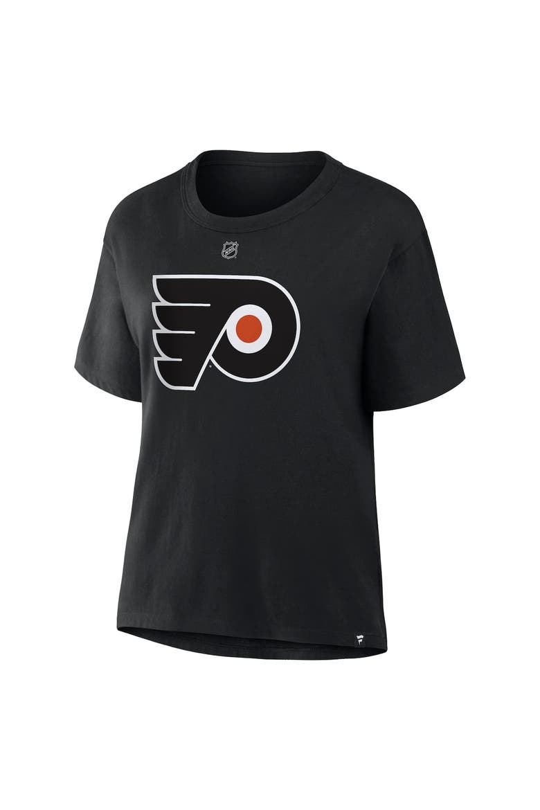 Women's Fanatics Matvei Michkov Black Philadelphia Flyers Authentic Stack Name & Number T-Shirt, Alternate, color, Black