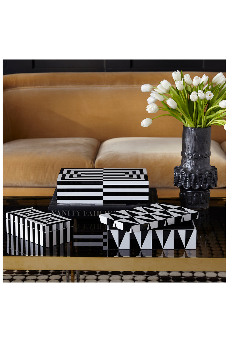 Op Art Lacquer Box, Alternate, color, Black / White Geometric