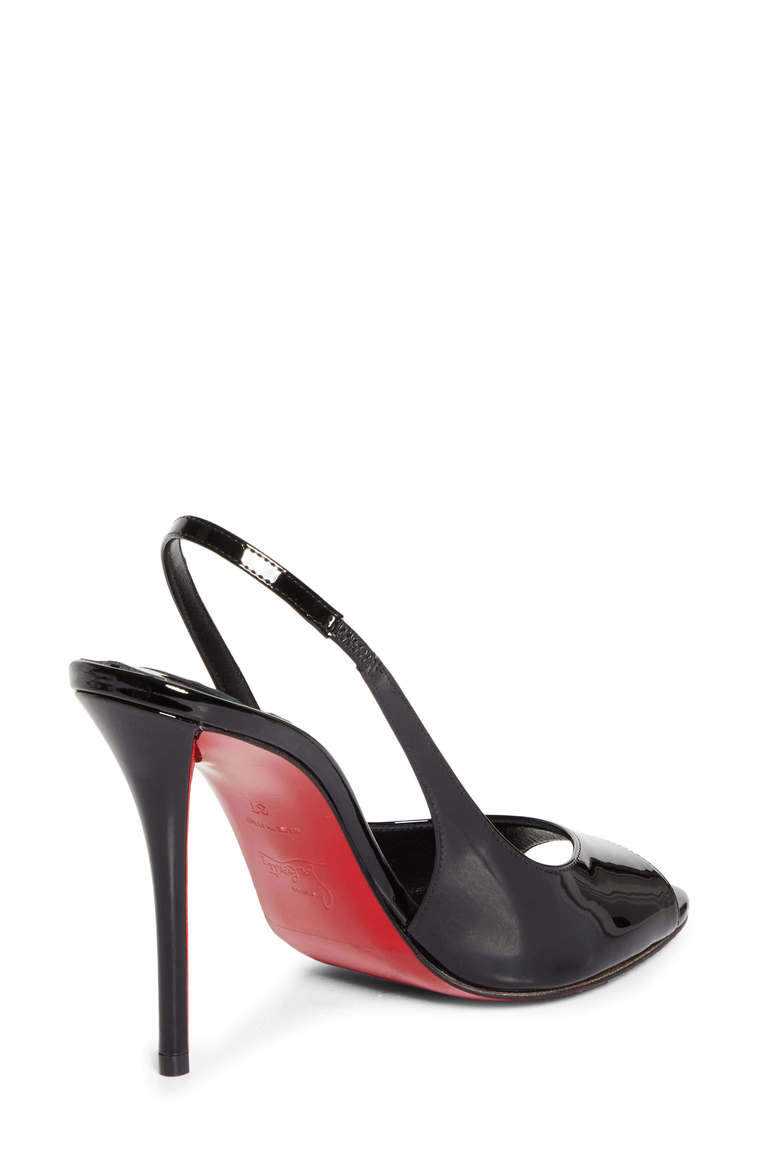 Christian Louboutin Sofia Z Peep Toe Slingback Pump, Alternate, color, Black/ Lin Black