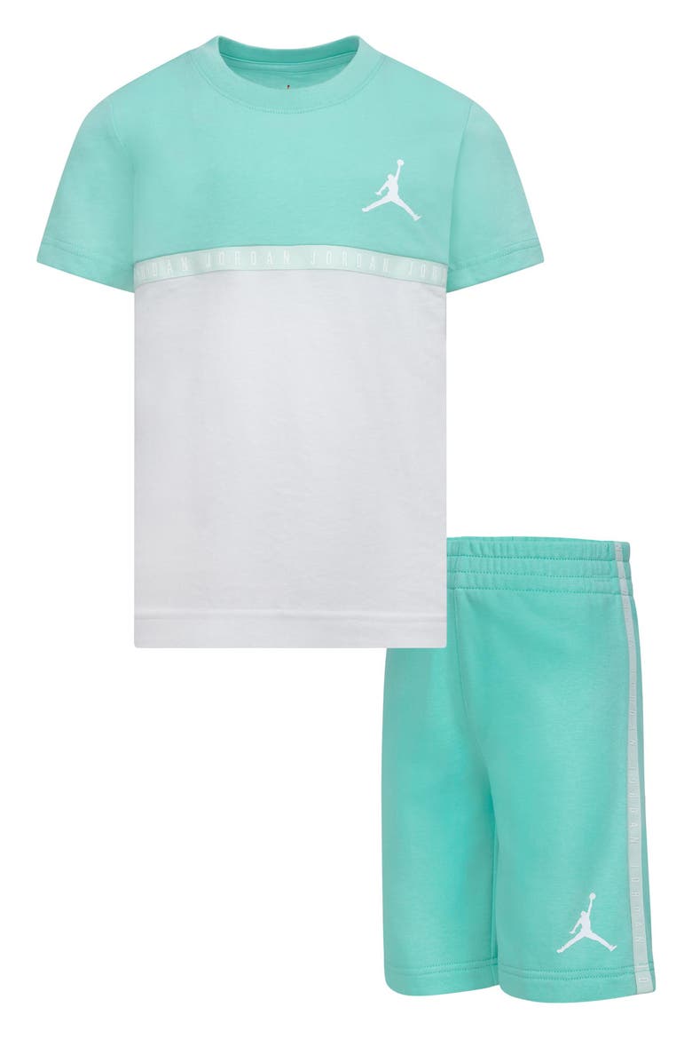 Kids' Jumpman Colorblock T-Shirt & Sweat Shorts Set, Main, color, E8GEMERALD