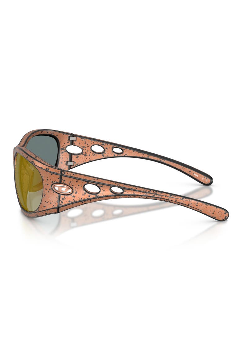 DL3012U 61mm Mirrored Rectangular Sunglasses, Alternate, color, BRONZE SPLATTER BLACK / ROSE