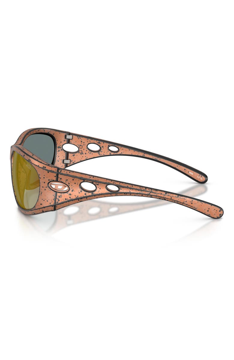 DIESEL<sup>®</sup> DL3012U 61mm Mirrored Rectangular Sunglasses, Alternate, color, Bronze Splatter Black / Rose