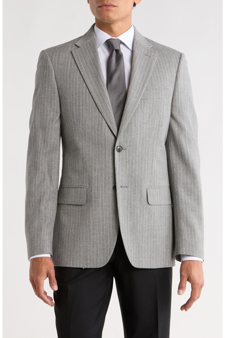 Pinstripe Wool Two-Button Sport Coat, Main, color, GREY STRIPE