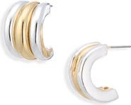 Cara Two-Tone Huggie Hoop Earrings