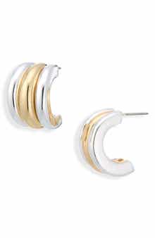 Cara Two-Tone Huggie Hoop Earrings