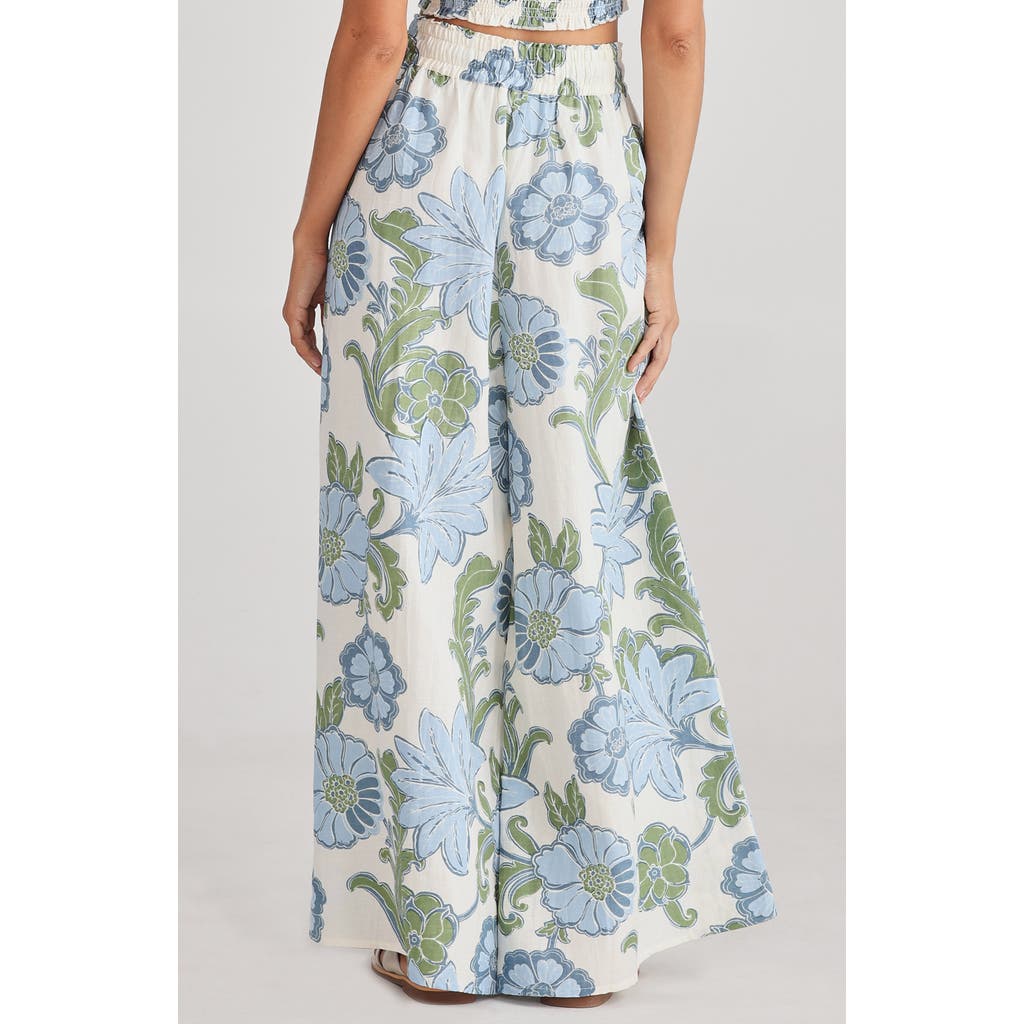 Talisman The Label Freedom Floral Wide Leg Drawstring Pants In Ibiza