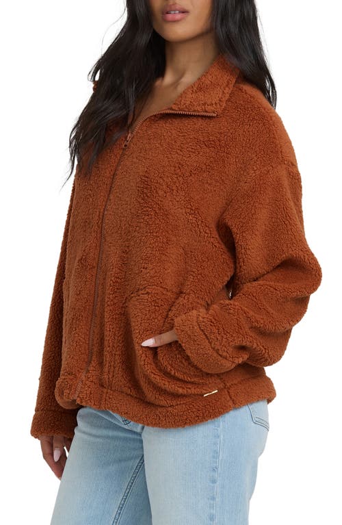 Billabong Sun City Embroidered Faux Shearling Jacket In Brown