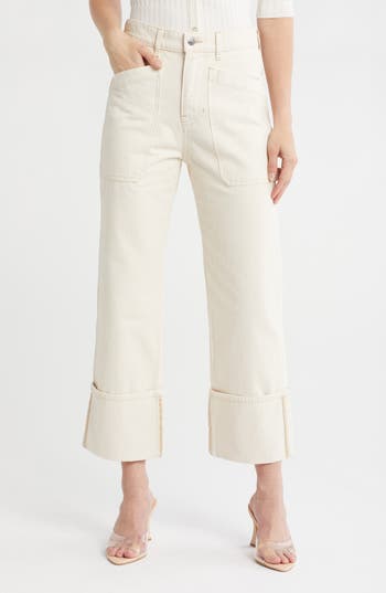 Veronica Beard Dylan High Waist Straight Leg Carpenter Jeans In Neutral