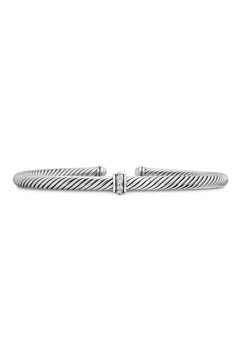 Cable Classic Center Station Bracelet with Diamonds, 4mm, Main, color, SILVER PAVE