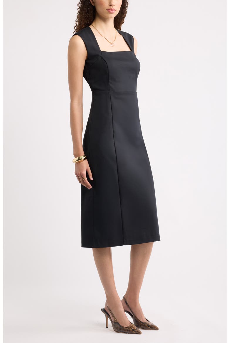 Square Neck Midi Dress, Alternate, color, BLACK
