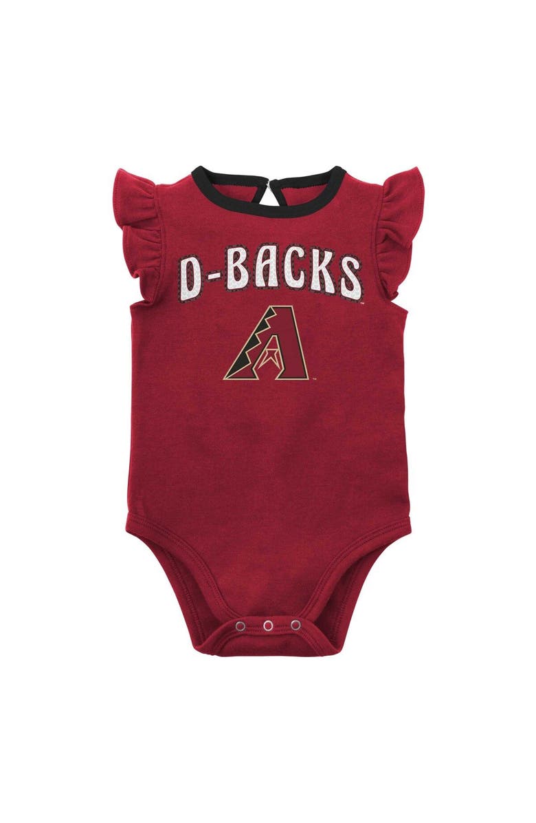 Outerstuff Girls Newborn & Infant Red/Heather Gray Arizona Diamondbacks Little Fan Two-Pack Bodysuit Set, Alternate, color, 