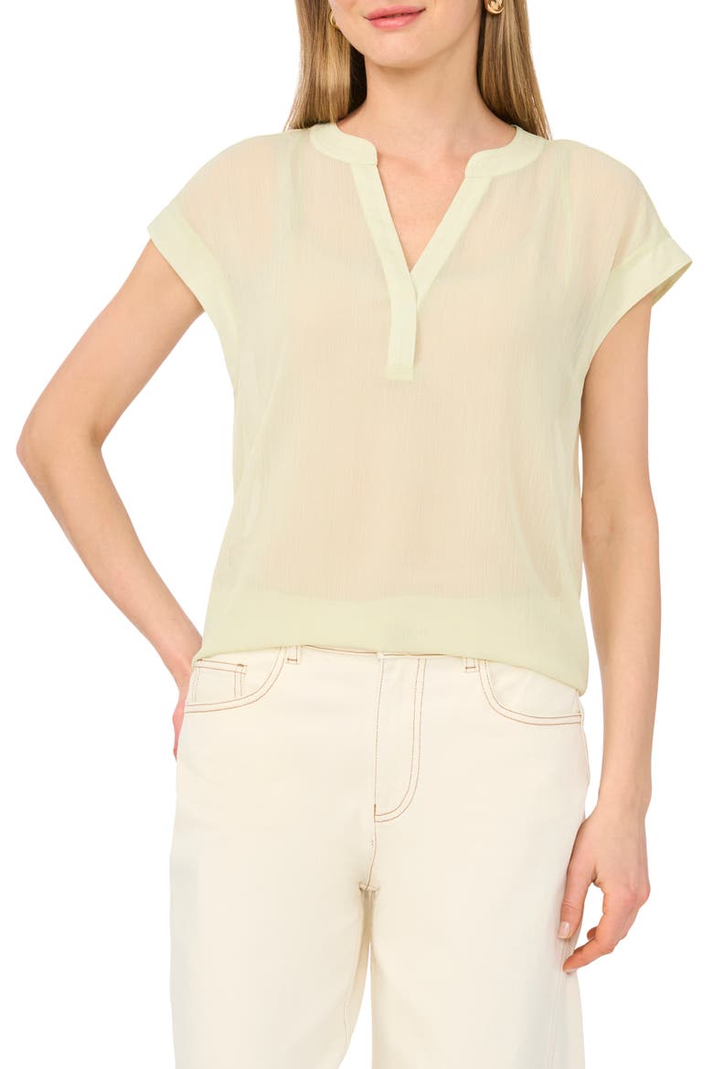 V-Neck Front Placket Top, Main, color, LILY GREEN