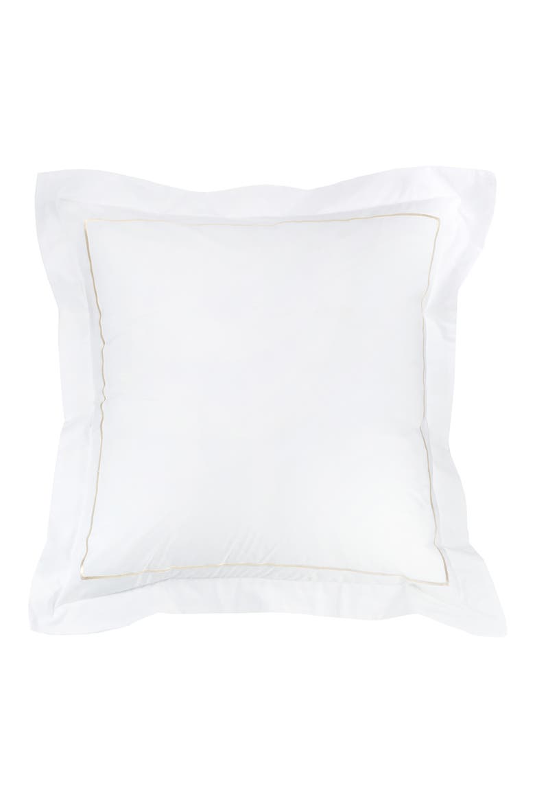 Set of 2 Single Embroidered Line 300 Thread Count 100% Cotton Euro Shams, Alternate, color, IVORY