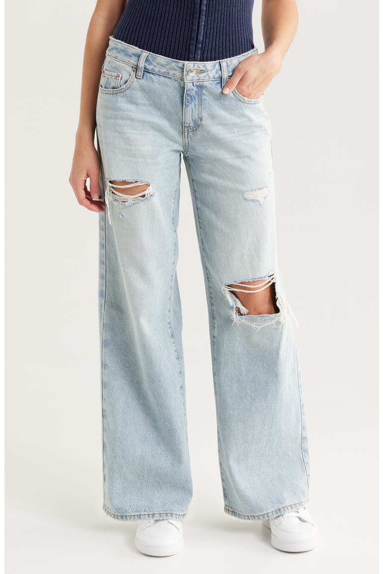 Bianca Ripped Baggy Wide Leg Jeans, Main, color, MED WASH