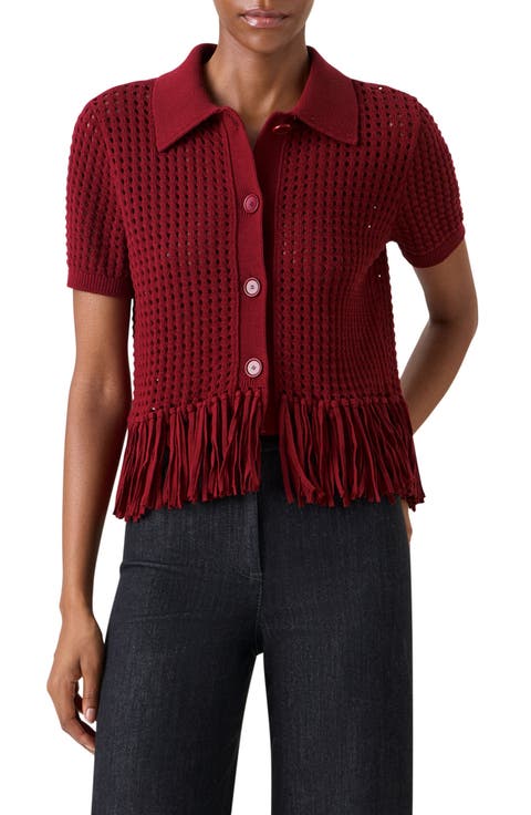 Chunky Fringe Cotton Mesh Sweater