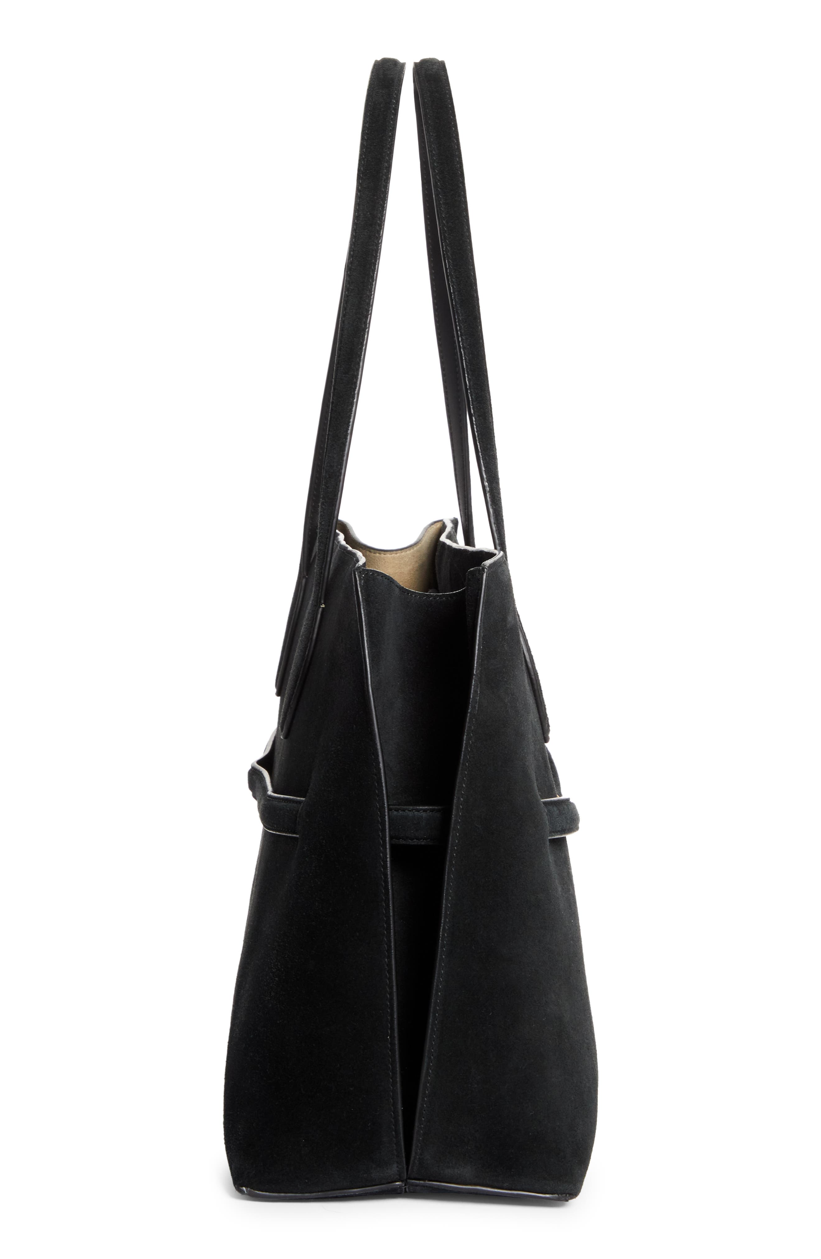 TOTEME Lounge Belted Suede Tote, Alternate, color, Black