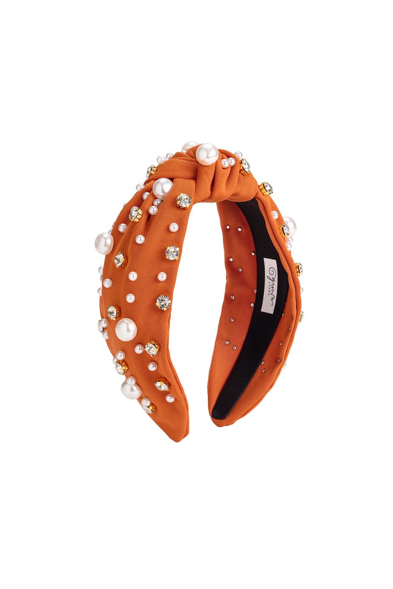 Spice Pearl Gemstone Headband, Main, color, Burnt Orange