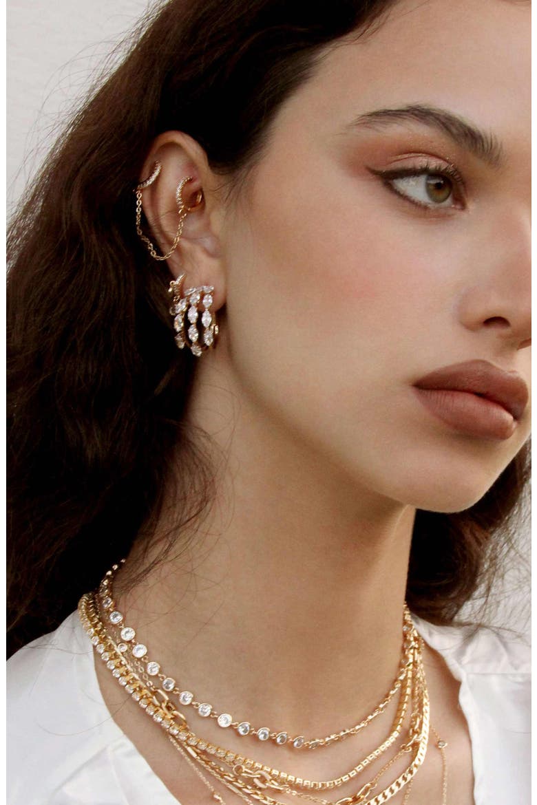 Crystal Huggie Hoop Earrings, Alternate, color, GOLD