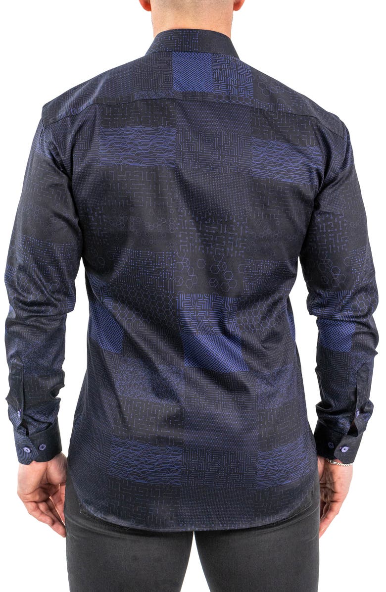 Maceoo Fibonacci Metaversee Black Contemporary Fit Button-Up Shirt, Alternate, color, 