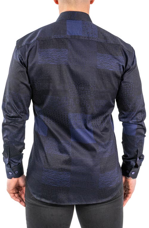 Maceoo Fibonacci Metaversee Black Contemporary Fit Button-up Shirt In Black