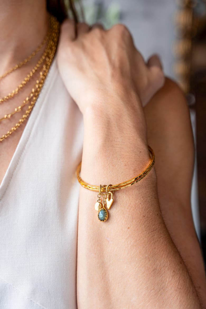 Labradorite Talisman Bangle Bracelet, Alternate, color, Gold