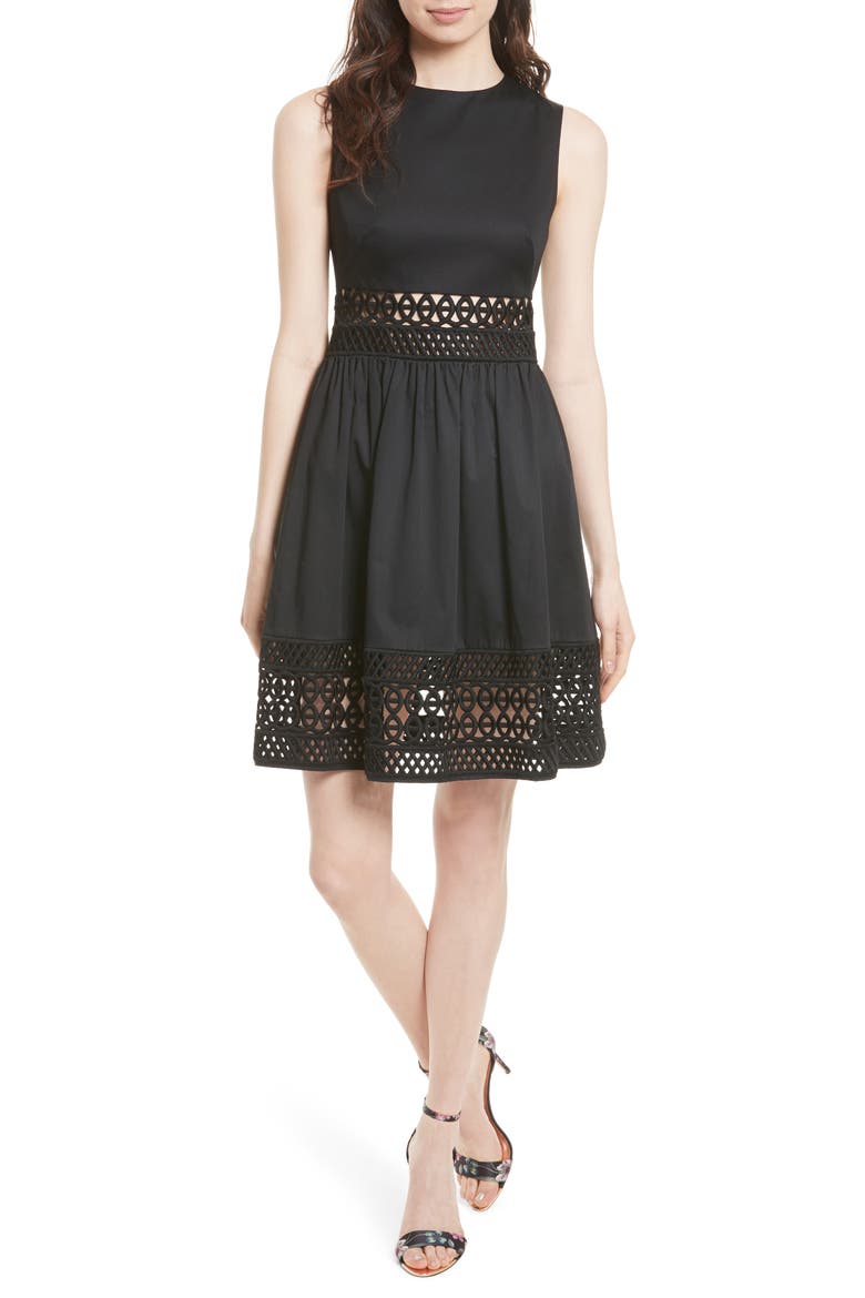 Dayzey Fit & Flare Dress, Main, color, BLACK