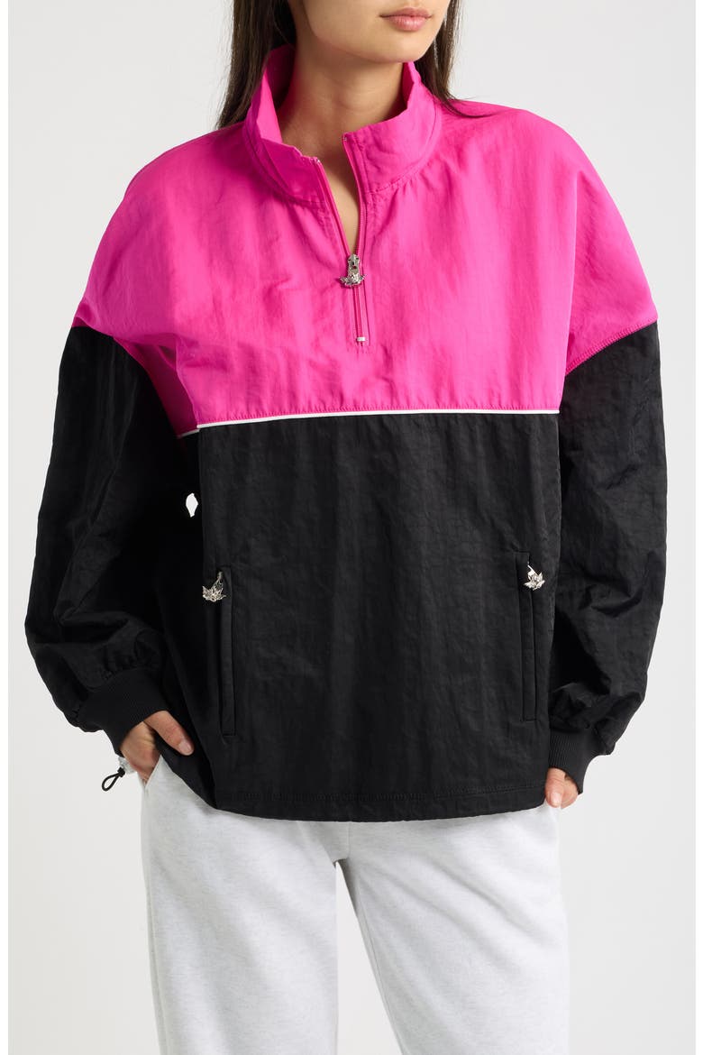 Juliet Nylon Quarter Zip Track Jacket, Main, color, HOT PINK