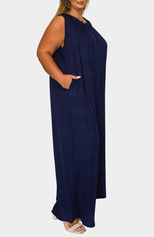 L I V D Olson Pocket Wide Leg Jumpsuit In Blue
