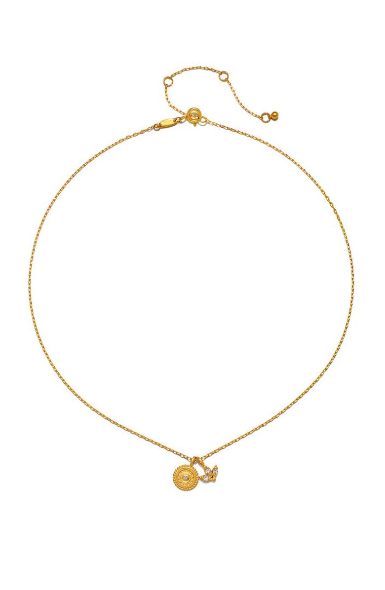 Satya Jewelry Manifesting Possibilities Lotus White Topaz Necklace, Alternate, color, Metallic Gold