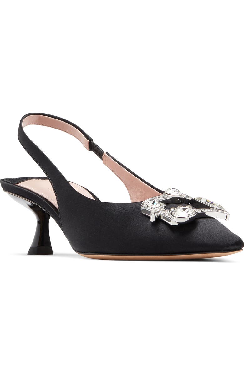 Kate Spade New York renata slingback pointed toe kitten heel pump, Main, color, Black