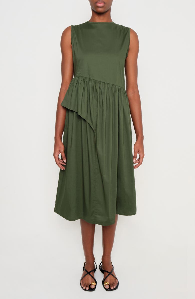 The Lulo Project The Bloodline Ruffle Sleeveless Midi Dress, Main, color, Military Green 19