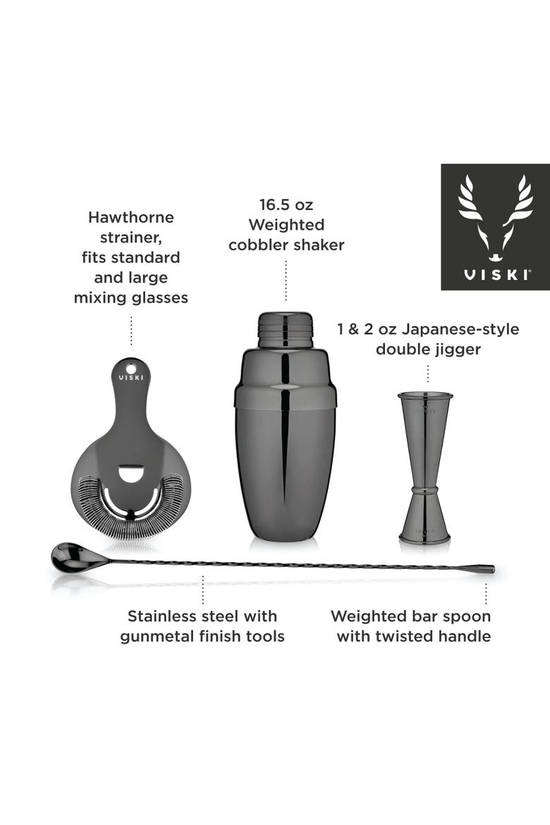 Warren 4-Piece Barware Set, Alternate, color, Black