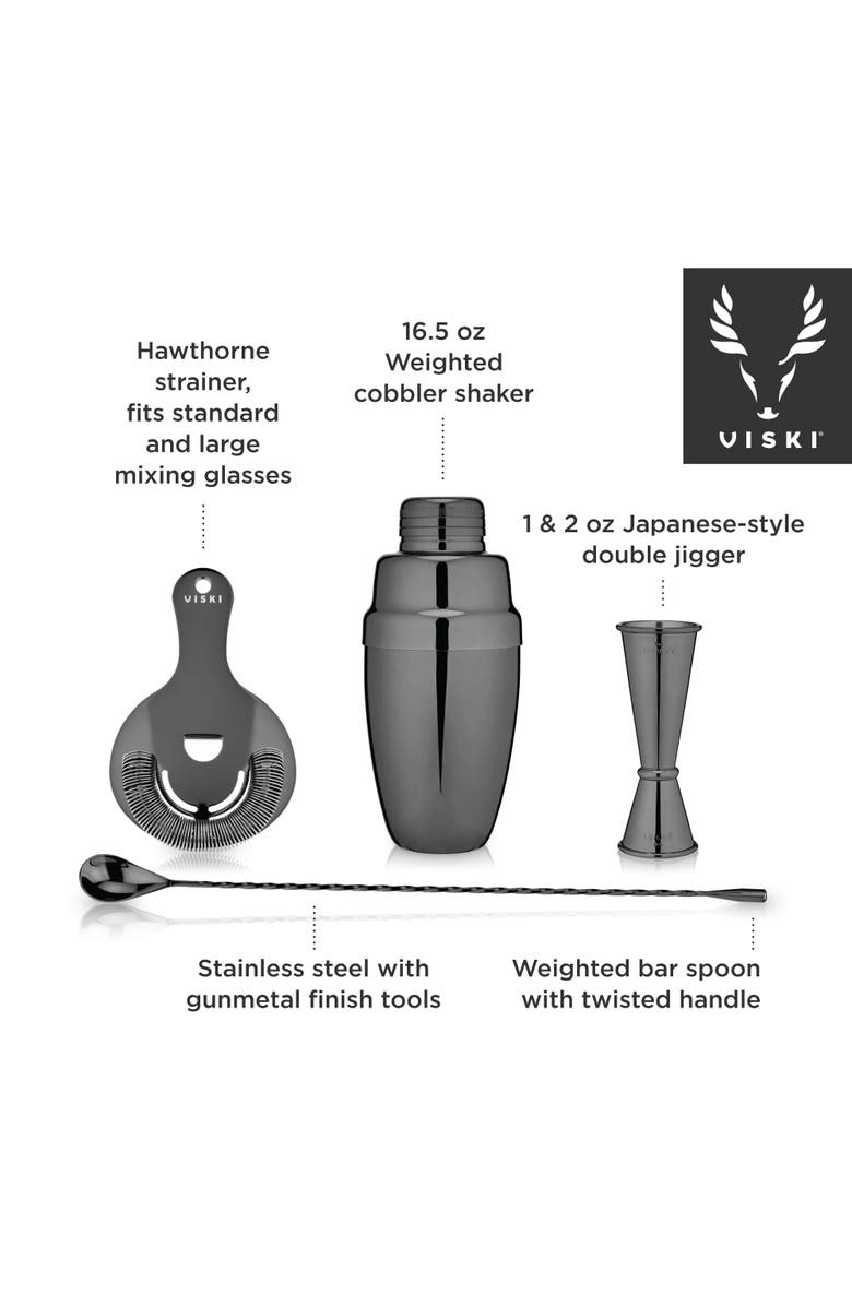 Viski Warren 4-Piece Barware Set, Alternate, color, Black