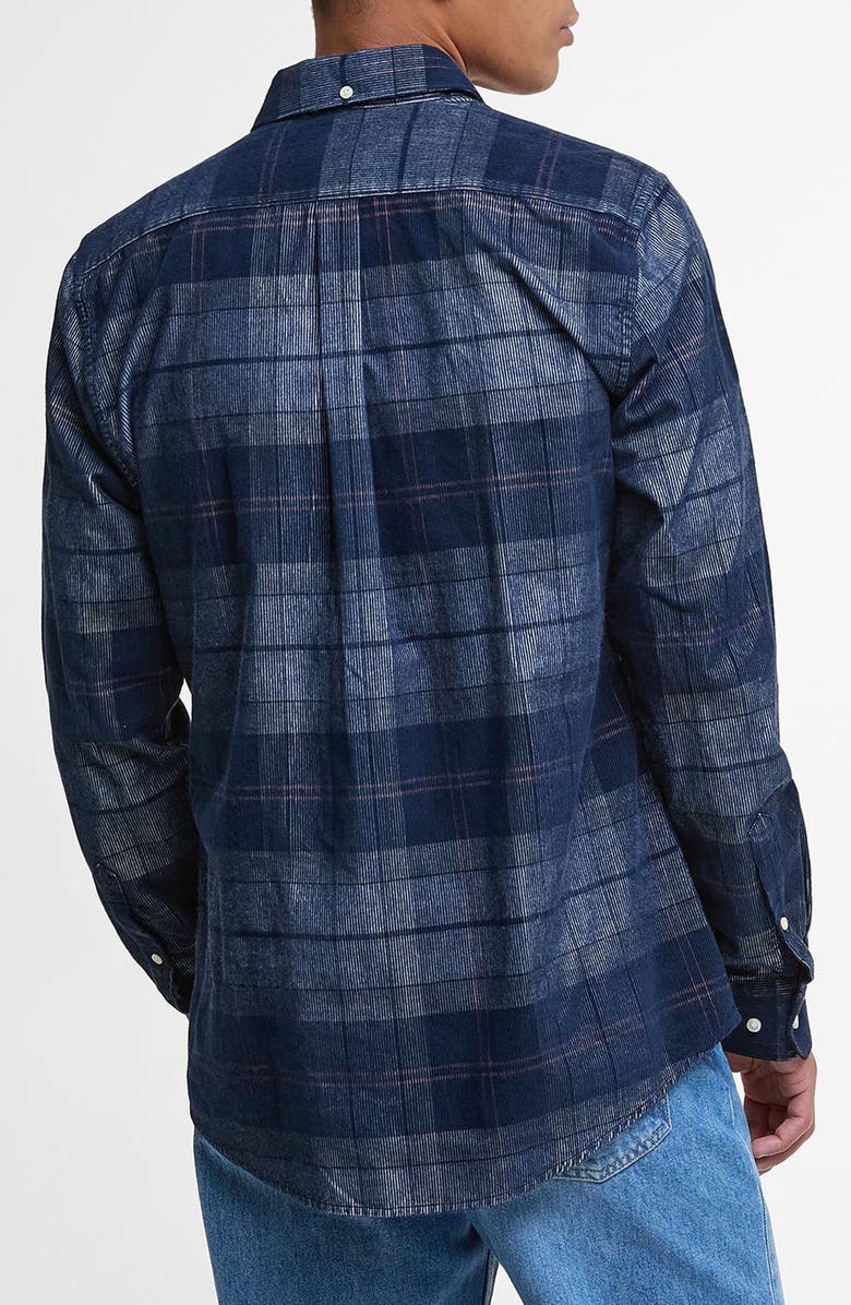 Barbour Blair Tailored Fit Plaid Cotton Corduroy Button-Down Shirt, Alternate, color, Riverstone Tartan