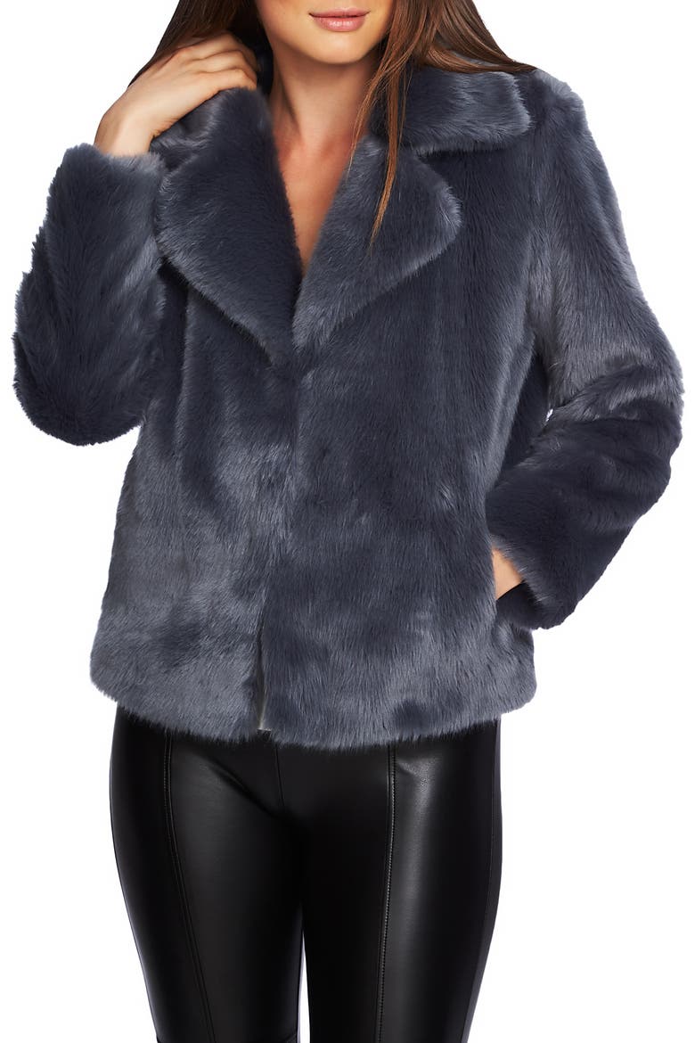 Crop Faux Fur Jacket, Main, color, FRENCH CADET