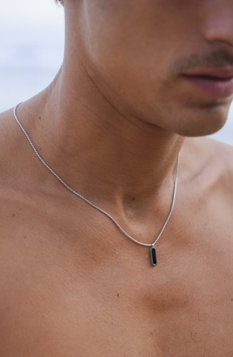 Estella Bartlett Men's Black Onyx Tag Pendant Necklace, Alternate, color, Silver/ Gold