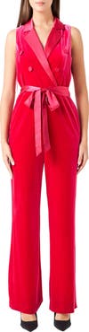 Endless Rose Satin Trim Velvet Jumpsuit