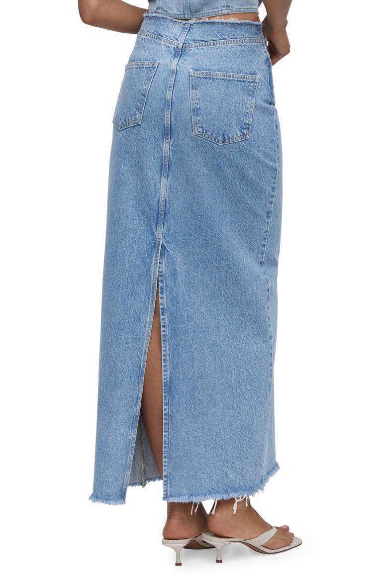 Raw Hem Denim Maxi Skirt, Alternate, color, MEDIUM BLUE