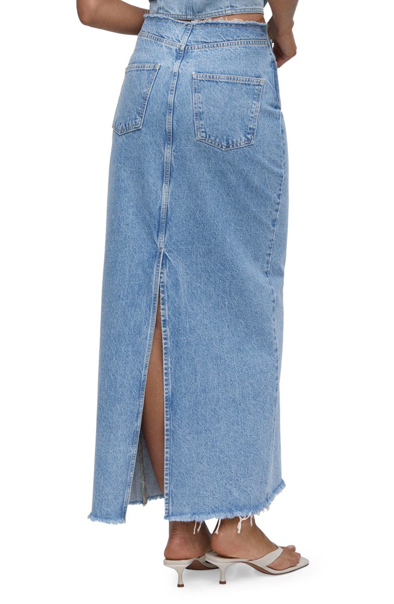 MANGO Raw Hem Denim Maxi Skirt, Alternate, color, 