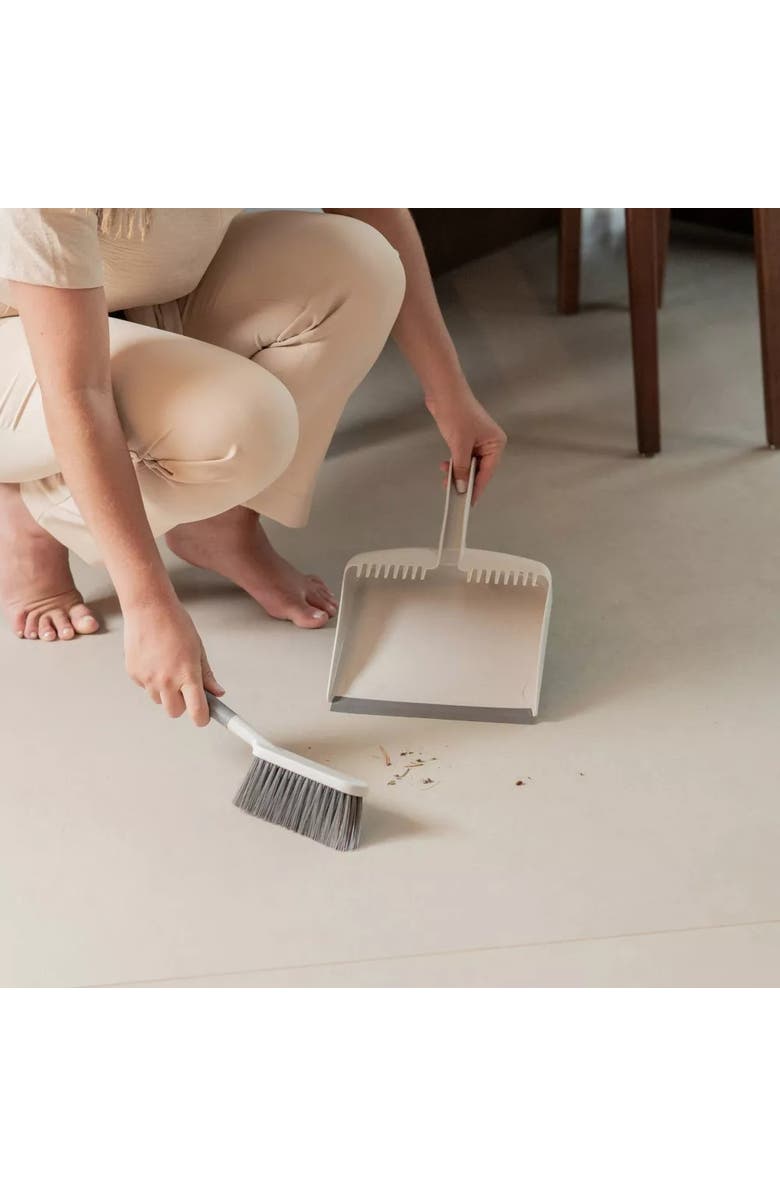 OU Compact Ergonomic Hand Broom and Dustpan Set, Alternate, color, White