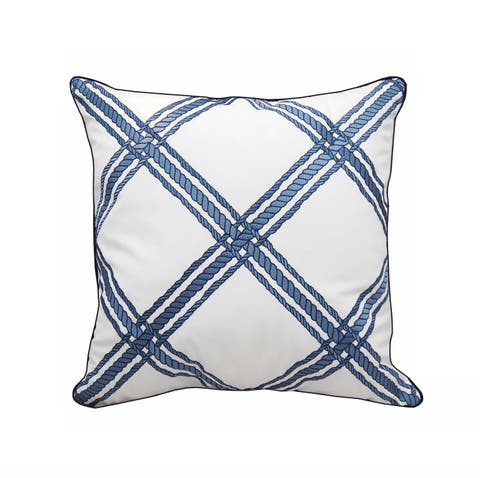 Rope Lattice White Indoor/Outdoor Accent Pillow