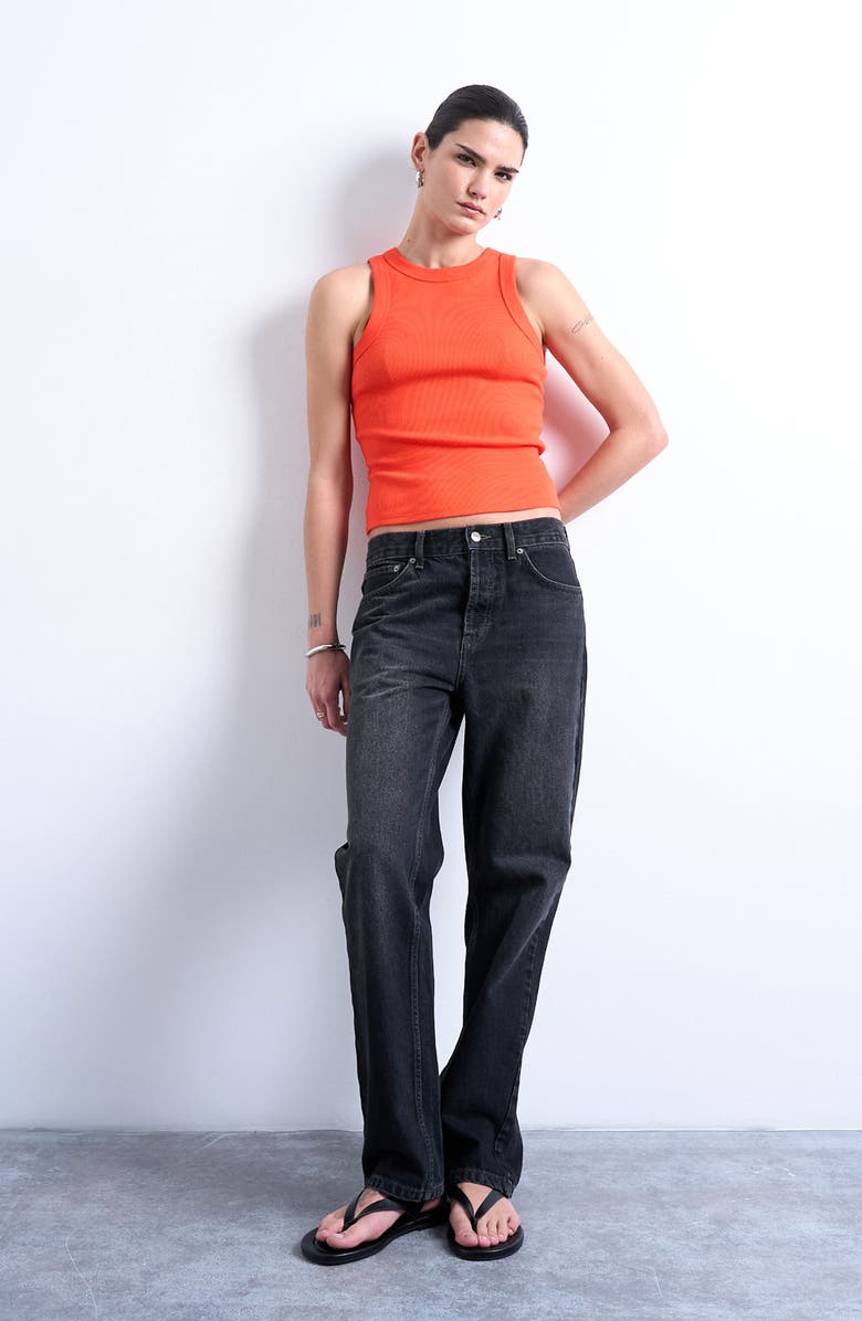 Topshop Rib Racerback Tank, Alternate, color, Orange