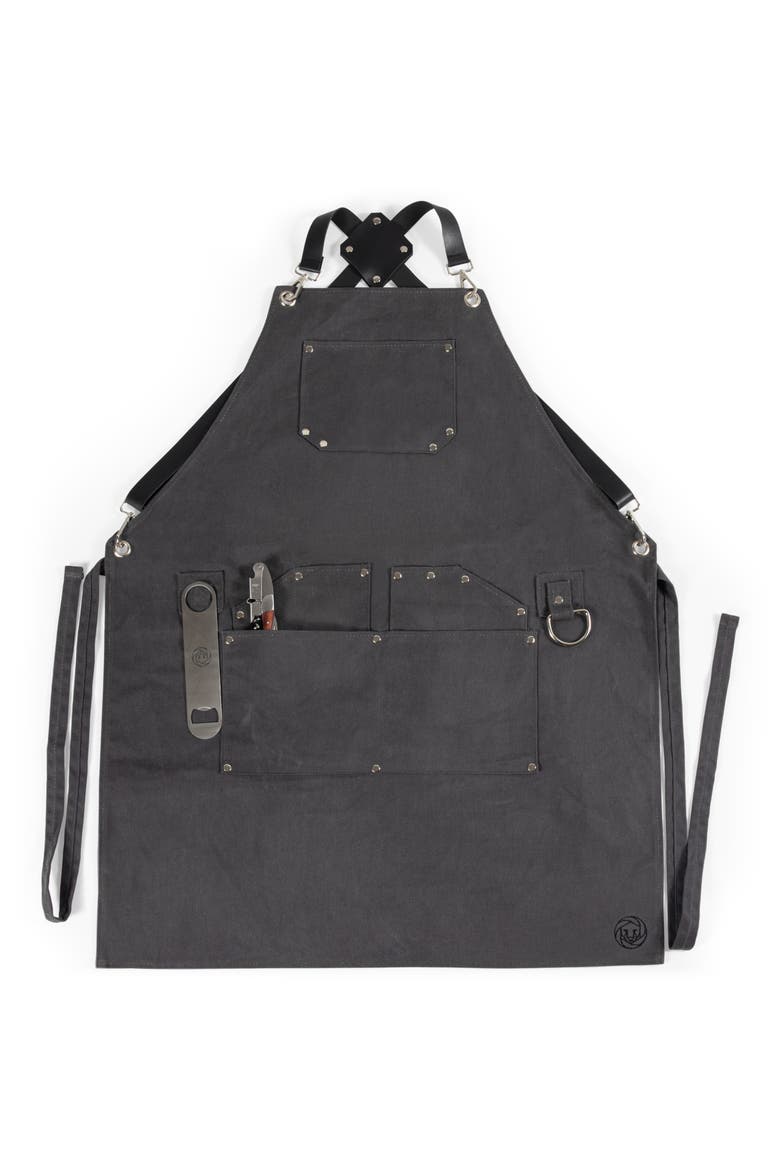 Collins Waxed Canvas Mixologist Apron, Main, color, GRAY