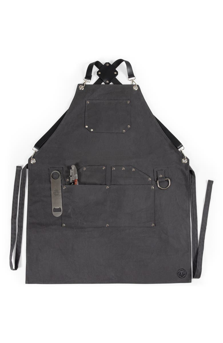Picnic Time Collins Waxed Canvas Mixologist Apron, Main, color, Gray