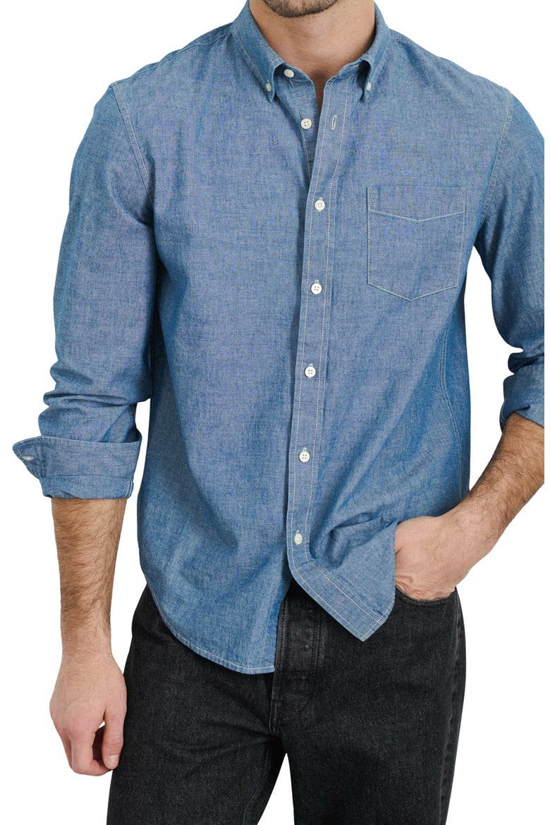 Mill Washed Chambray Button-Down Shirt, Main, color, CHAMBRAY RINSE WASH